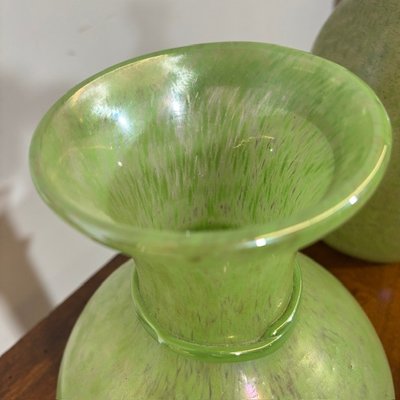 Pair of Fratelli Toso vases from the 60s Murano glass with metallic luster. H 29 – H 22