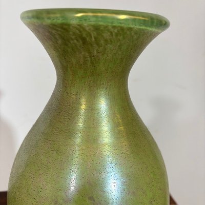 Pair of Fratelli Toso vases from the 60s Murano glass with metallic luster. H 29 – H 22