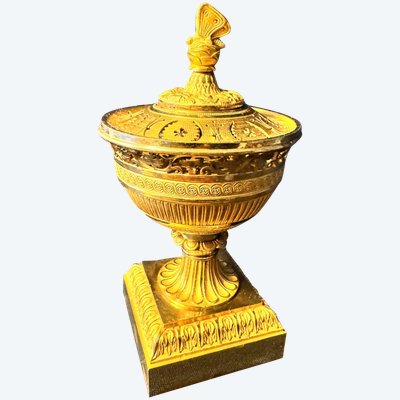 Empire-Tintenfass "Parfümbrennerbecher" aus vergoldeter Bronze