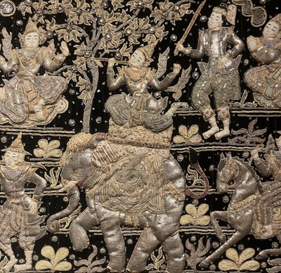 Large Embroidery Kingdom Of Siam 19th Century 3m35-1m85