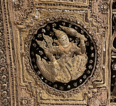Large Embroidery Kingdom Of Siam 19th Century 3m35-1m85