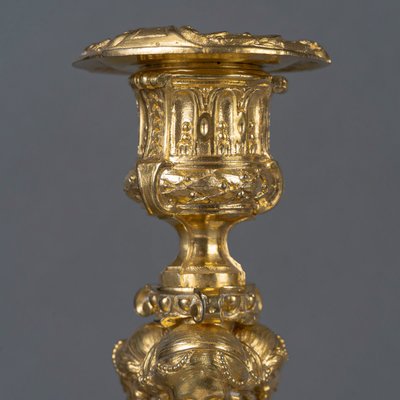 After Robert-Joseph Auguste - Vestal Virgins Pair of Louis XVI Style Gilt Bronze Candlesticks, circa