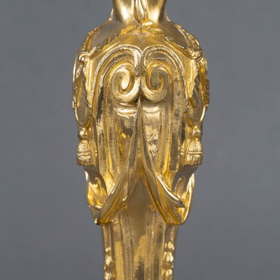 After Robert-Joseph Auguste - Vestal Virgins Pair of Louis XVI Style Gilt Bronze Candlesticks, circa