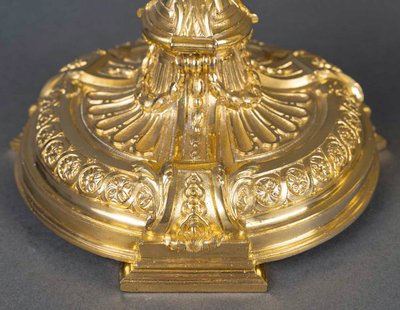 After Robert-Joseph Auguste - Vestal Virgins Pair of Louis XVI Style Gilt Bronze Candlesticks, circa