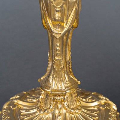 After Robert-Joseph Auguste - Vestal Virgins Pair of Louis XVI Style Gilt Bronze Candlesticks, circa