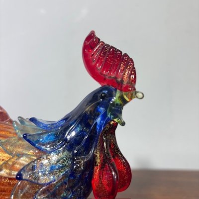 Sculpture en verre de Murano Coq de Barovier e Toso des années 50, magnifique avec des couleurs irisées. Mis h 17 