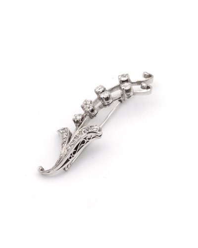 Retro 18k Gold Diamant Maiglöckchen Brosche, Monat Mai, Maiglöckchenzweig, Glück, Glücksbringer 