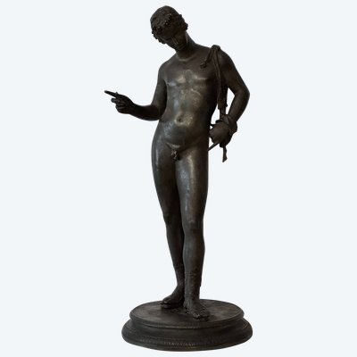 Narciso di Pompei, scultura in bronzo del "Grand Tour" H 63 cm