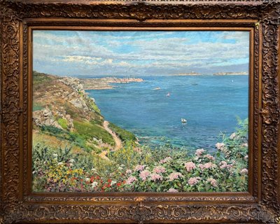 Ferdinand Joseph GUELDRY (1858-1945) Bretagna, le Sette Isole viste dalla Pointe du Skewel Ploumanach
