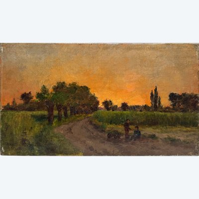 Arthur Perdreau (xix-xx) - Jeux d'Enfants à La Campagne, Circa 1900