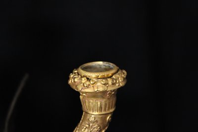 Empire wall lamp in gilded and patinated bronze with Fame, 19th century