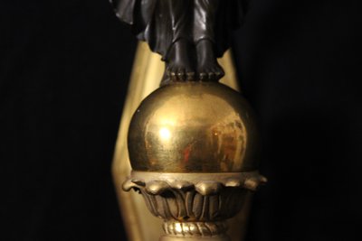 Empire wall lamp in gilded and patinated bronze with Fame, 19th century