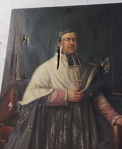 Porträt von Pierre Le Breton. Großes Öl auf Leinwand, signiert EM. GIRAUD