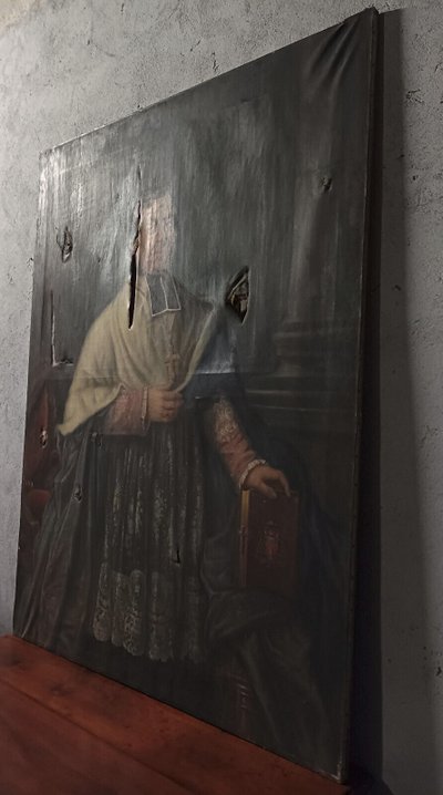 Porträt von Pierre Le Breton. Großes Öl auf Leinwand, signiert EM. GIRAUD