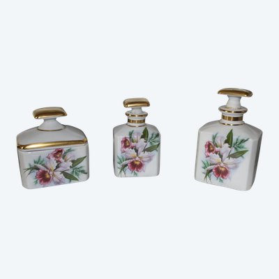 Set da toilette in porcellana di Limoges con decoro a iris firmato René Caire, anni '50