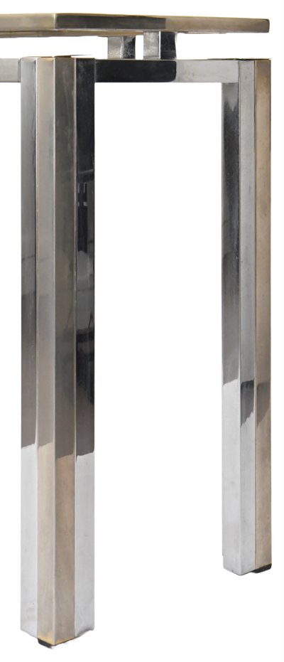 Rectangular console table in brushed steel. Guy Lefèvre for Maison Jansen