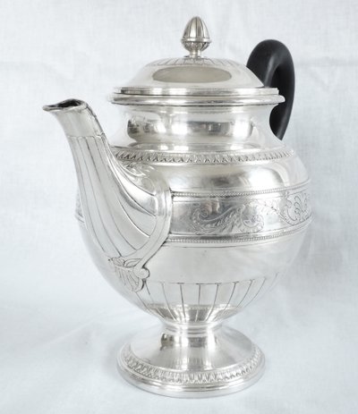 Lapparra: Empire style solid silver teapot - Minerva hallmark - 664g