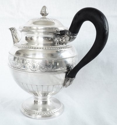 Lapparra: Empire style solid silver teapot - Minerva hallmark - 664g
