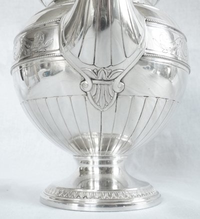 Lapparra: Empire style solid silver teapot - Minerva hallmark - 664g