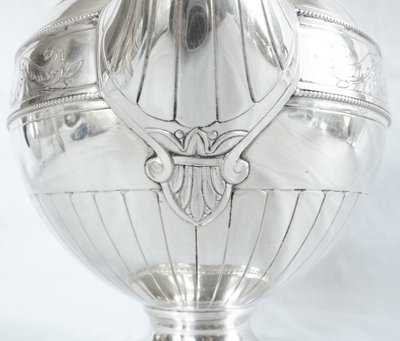 Lapparra: Empire style solid silver teapot - Minerva hallmark - 664g