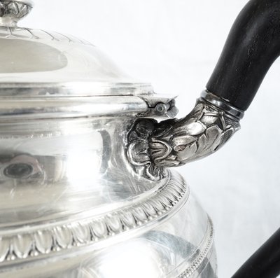 Lapparra: Empire style solid silver teapot - Minerva hallmark - 664g