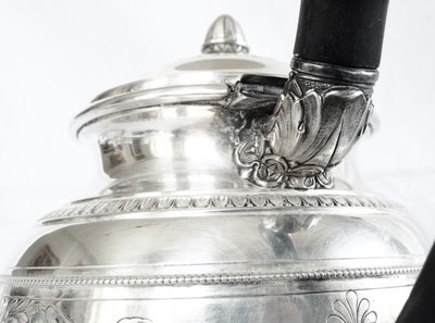 Lapparra: Empire style solid silver teapot - Minerva hallmark - 664g