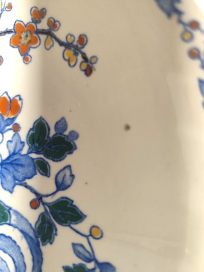 Gien Factory. Earthenware dinner service, Rooster and Peony model. 32 pieces