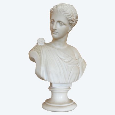 Busto neoclassico di donna in stile antico - marmo scolpito - 47,5 cm