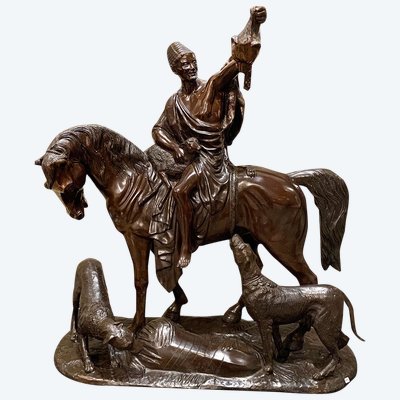 Bronzo orientalista di grandi dimensioni 97x90 cm, inizio XX secolo, M. Arthur WAAGEN 1833/1898