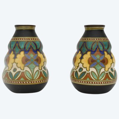 Pair of Gouda vases