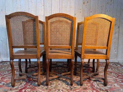Suite of 6 Louis XIV style chairs in cannia