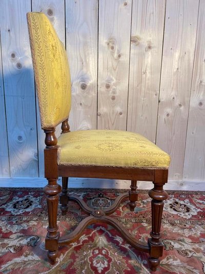 Continuation of 6 Napoleon III chairs in walnut and fabric