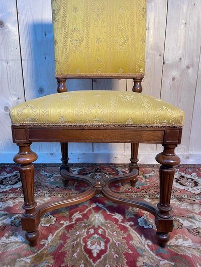 Continuation of 6 Napoleon III chairs in walnut and fabric