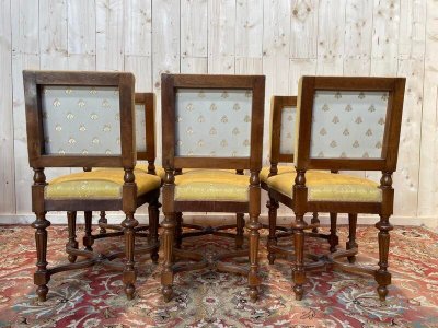 Continuation of 6 Napoleon III chairs in walnut and fabric