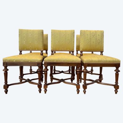 Continuation of 6 Napoleon III chairs in walnut and fabric
