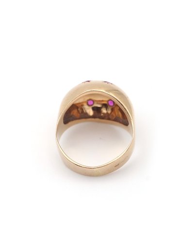 Anello a forma di sfera con costellazione in oro 18k e rubino, incastonatura a stella, rubini sintetici, anello da cocktail