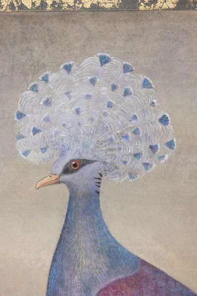 Toile peinte représentant un pigeon huppé. Contemporain. LS6340406A