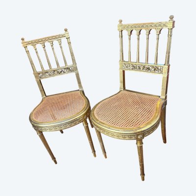 PAIRE DE CHAISES DE STYLE XVI EN BOIS DORE