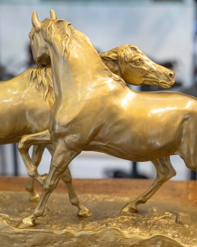 Sculpture - Group Of Arabian Horses , Pierre-Jules Mêne (1810-1879) ​​​​​​​- Bronze
