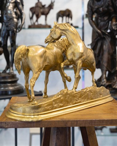 Sculpture - Group Of Arabian Horses , Pierre-Jules Mêne (1810-1879) ​​​​​​​- Bronze