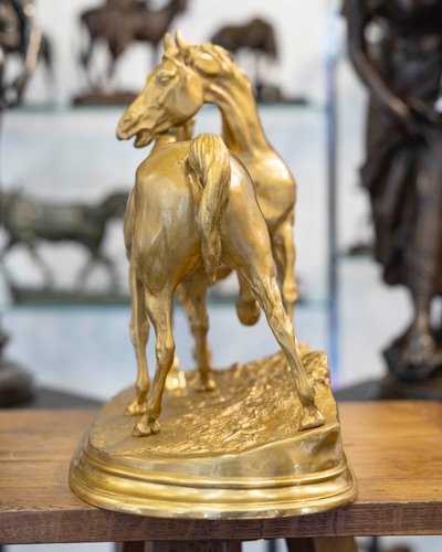 Sculpture - Group Of Arabian Horses , Pierre-Jules Mêne (1810-1879) ​​​​​​​- Bronze