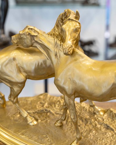 Sculpture - Group Of Arabian Horses , Pierre-Jules Mêne (1810-1879) ​​​​​​​- Bronze