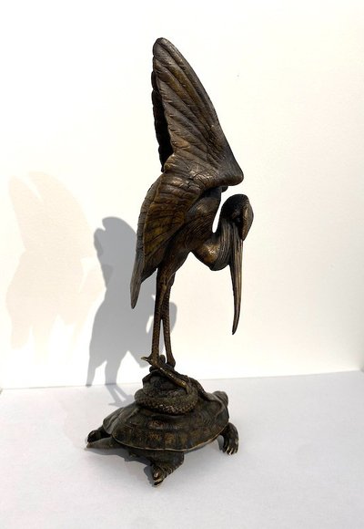 Augustin CAIN (1822-1894) "Turtle, Snake and Wader" in bronze