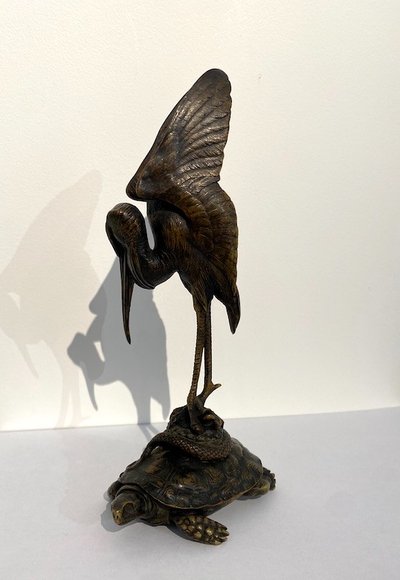 Augustin CAIN (1822-1894) "Turtle, Snake and Wader" in bronze