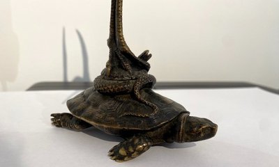 Augustin CAIN (1822-1894) "Turtle, Snake and Wader" in bronze
