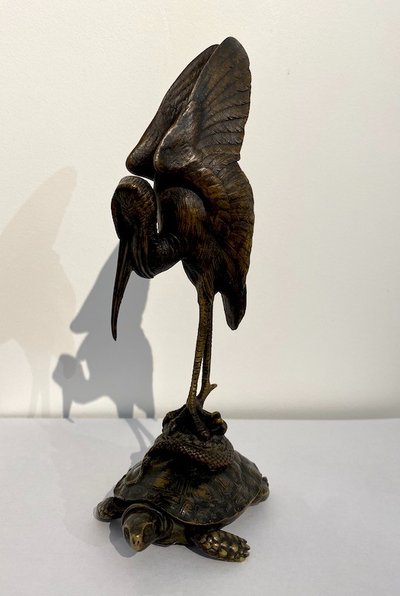 Augustin CAIN (1822-1894) "Turtle, Snake and Wader" in bronze