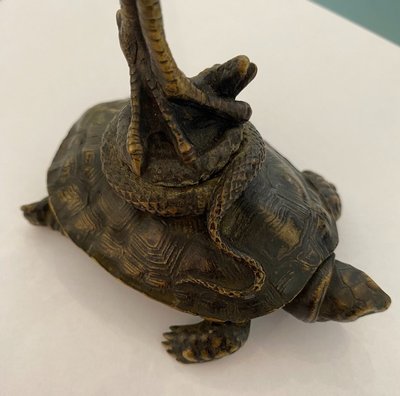 Augustin CAIN (1822-1894) "Turtle, Snake and Wader" in bronze
