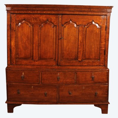 Buffet 2 Corps Dit Cupboard En Chêne - 18° Siècle
