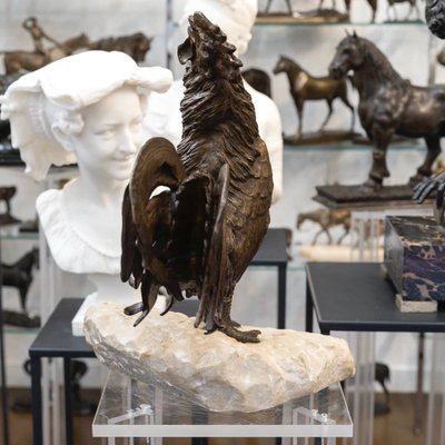 Sculpture - Le Coq , Victor Rousseau (1865-1954) - Bronze