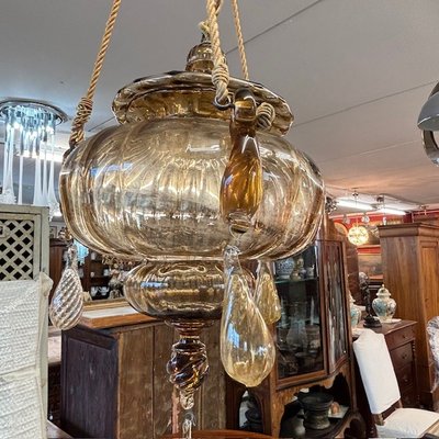 Lustre ancien en verre de Murano Vittorio Zecchin Liberty années 1930 Taille H 95.